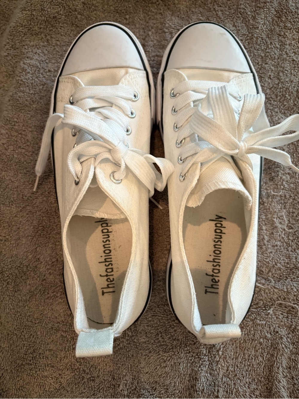 White Canvas Low-Top Sneakers for Women